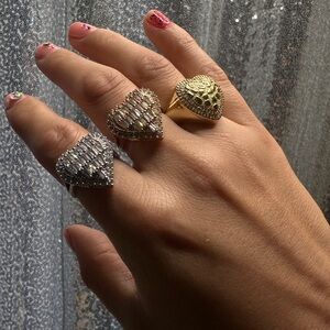Elegant Heart-Shaped Gold and Silver Rings
